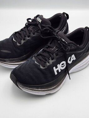 HOKA Bondi 8 Running Women’s Shoe - Black / White - Sz - 9D wide
